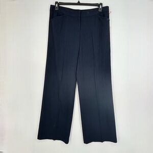 Intuitions Womens Size 12 Career Trouser Pants Blue Gray Pinstripes Wide Leg